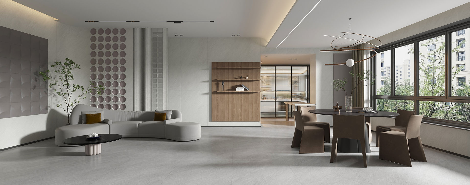 Modern office with table, chairs and workspace